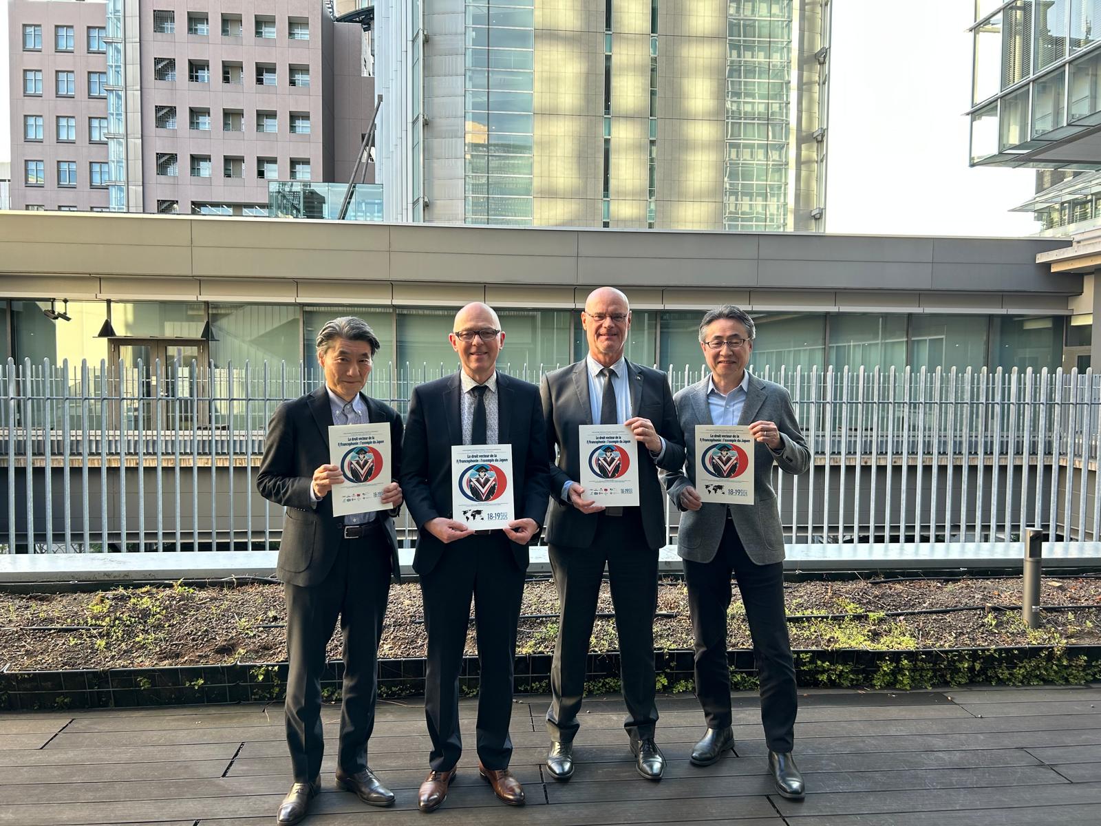 Prof. Dr. Hiroshi Otsu (Meiji University), Loïc Levoyer (University of Poitiers), Pierre-Yves Monjal (University of Tours) et Hideki Eto (Meiji University)