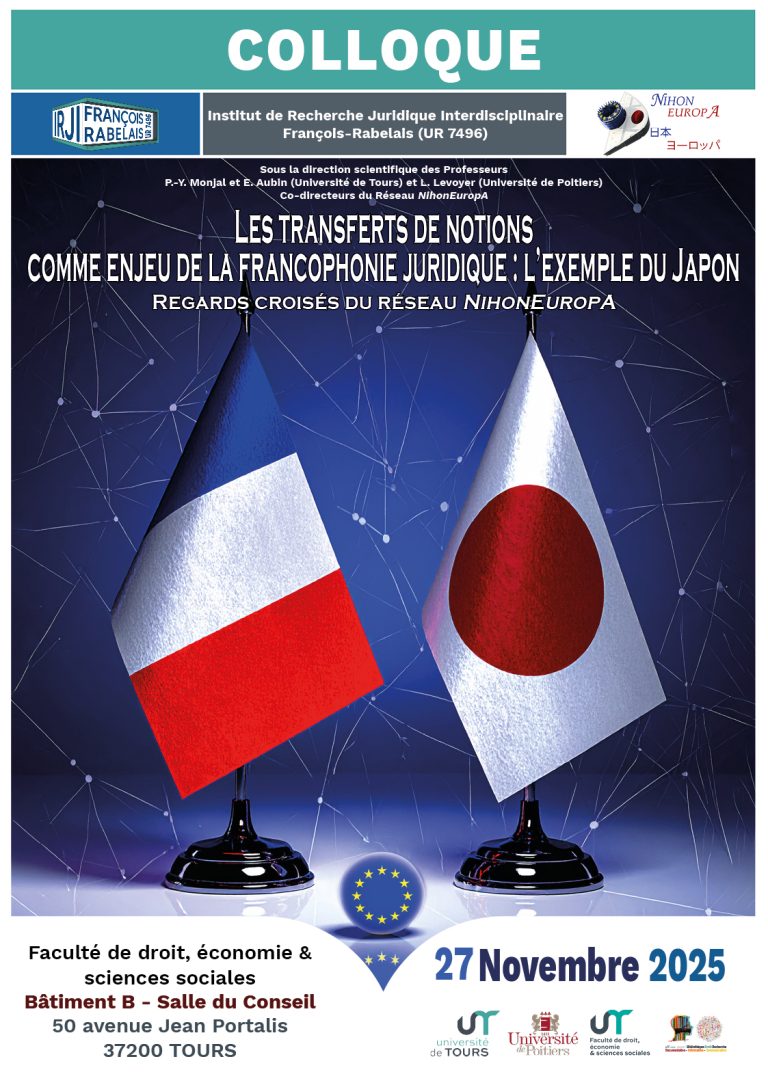 Affiche "Les transferts de notions comme enjeu de la francophonie juridique : l'exemple du Japon